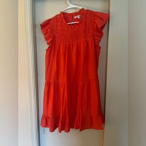 Bright pink/coral Joy Joy flutter sleeve swing dress, Women’s Large
